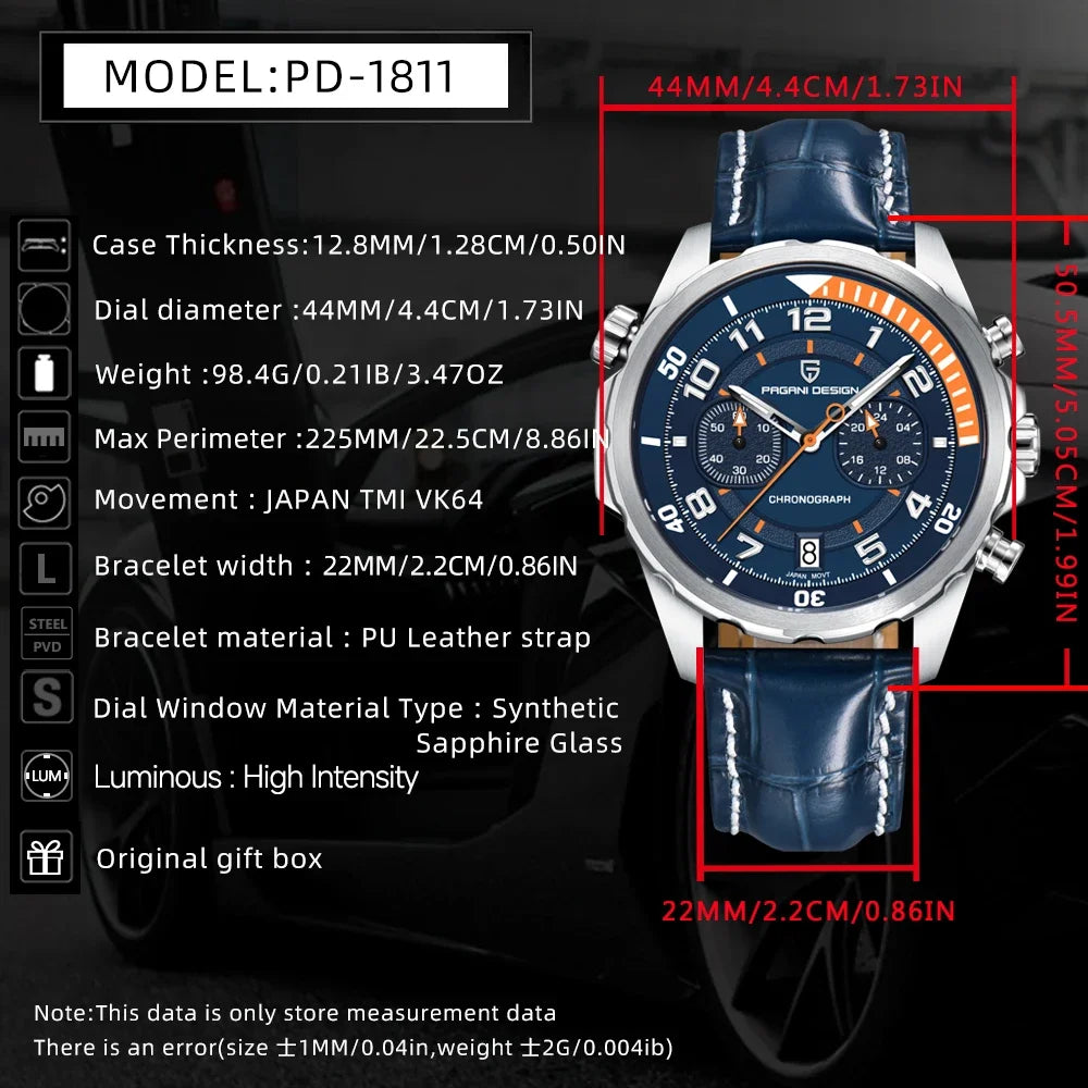 PAGANI DESIGN Leather Chronograph